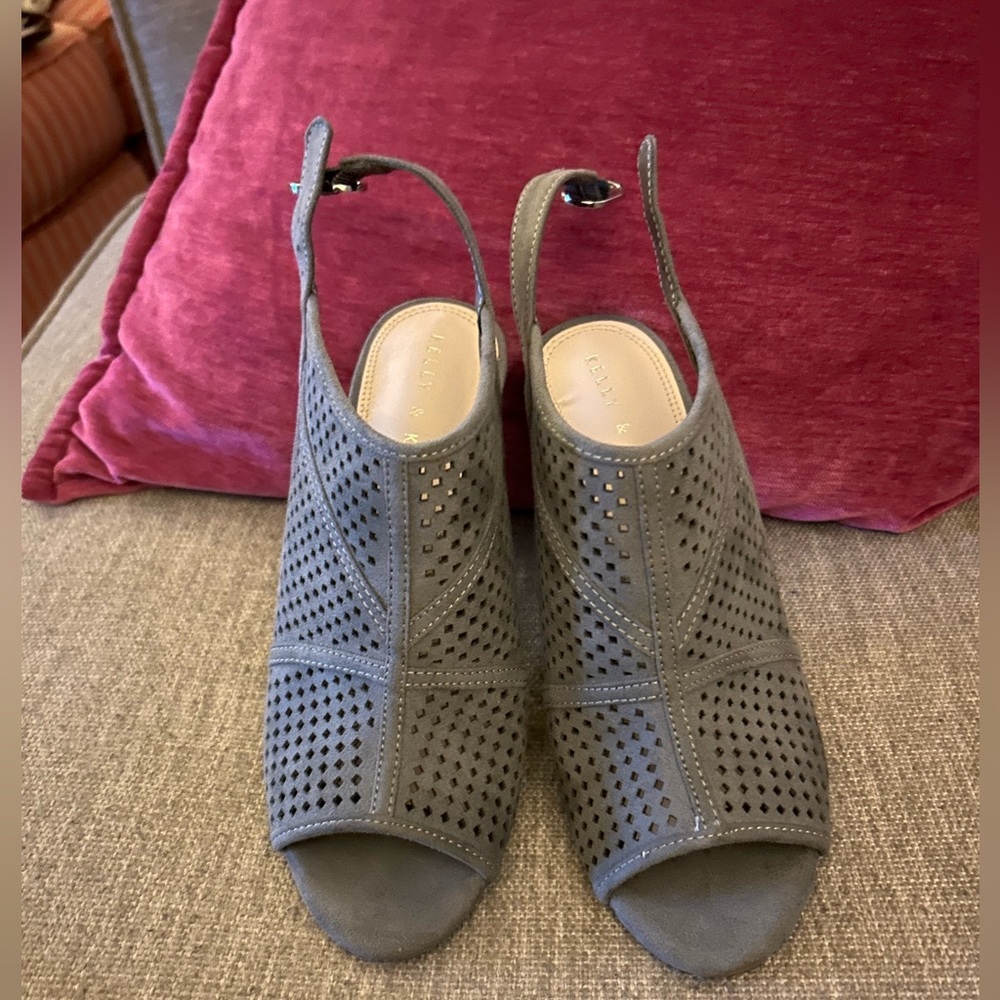 Kelly & Katie grey suede sling back heels. New-never worn. Size 7